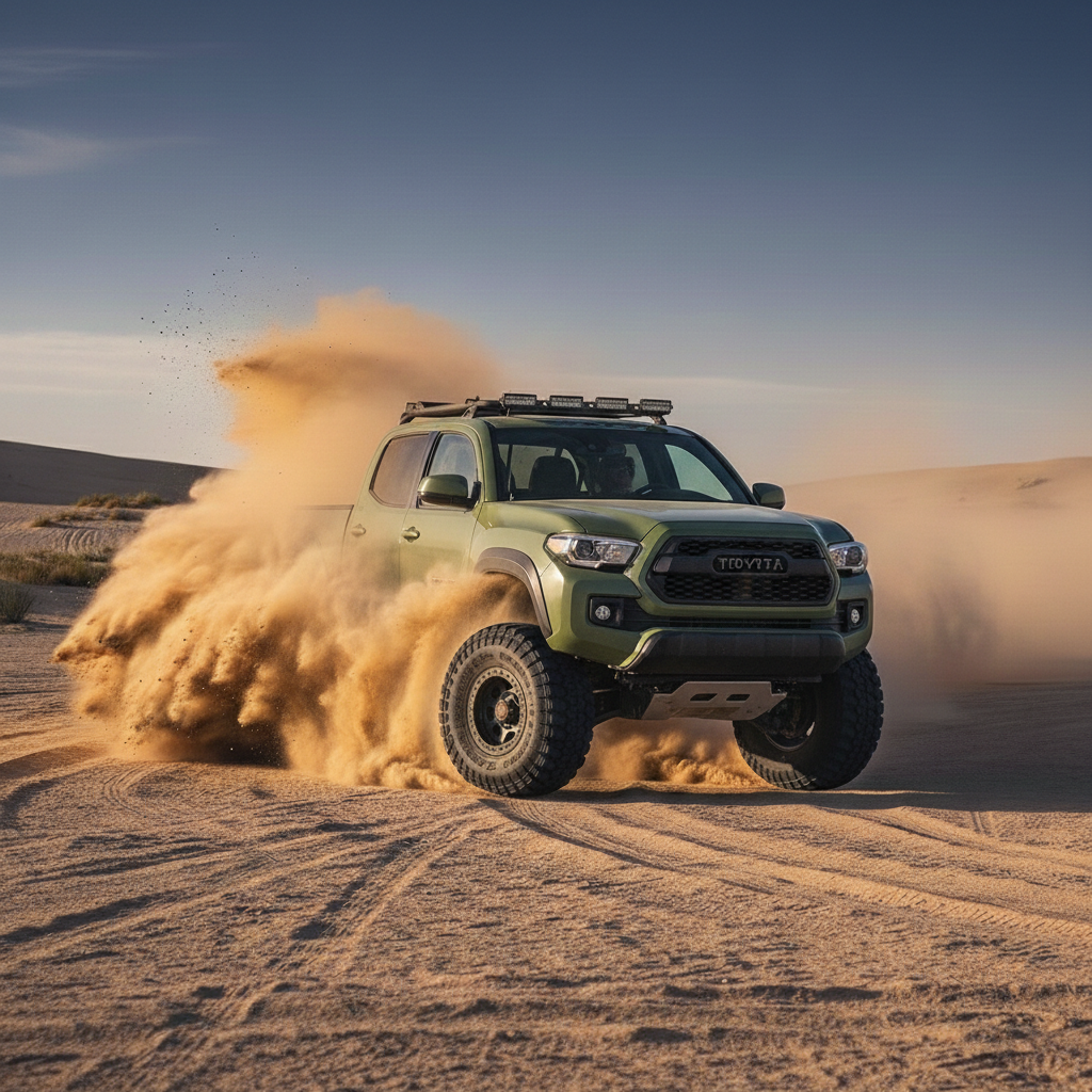 Lifted truck with off-road tires and lift kit