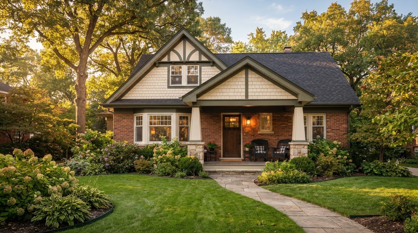 Charming family home at golden hour