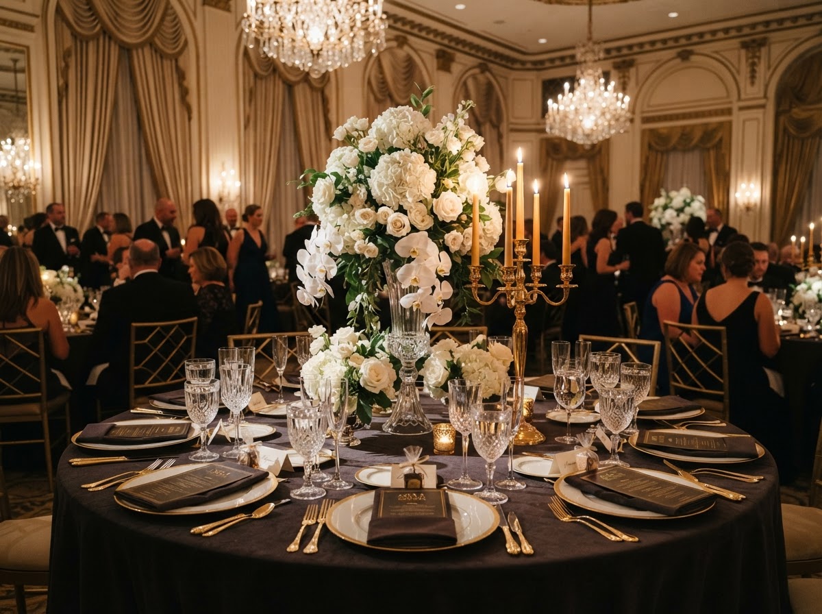 Formal gala dinner in the banquet hall