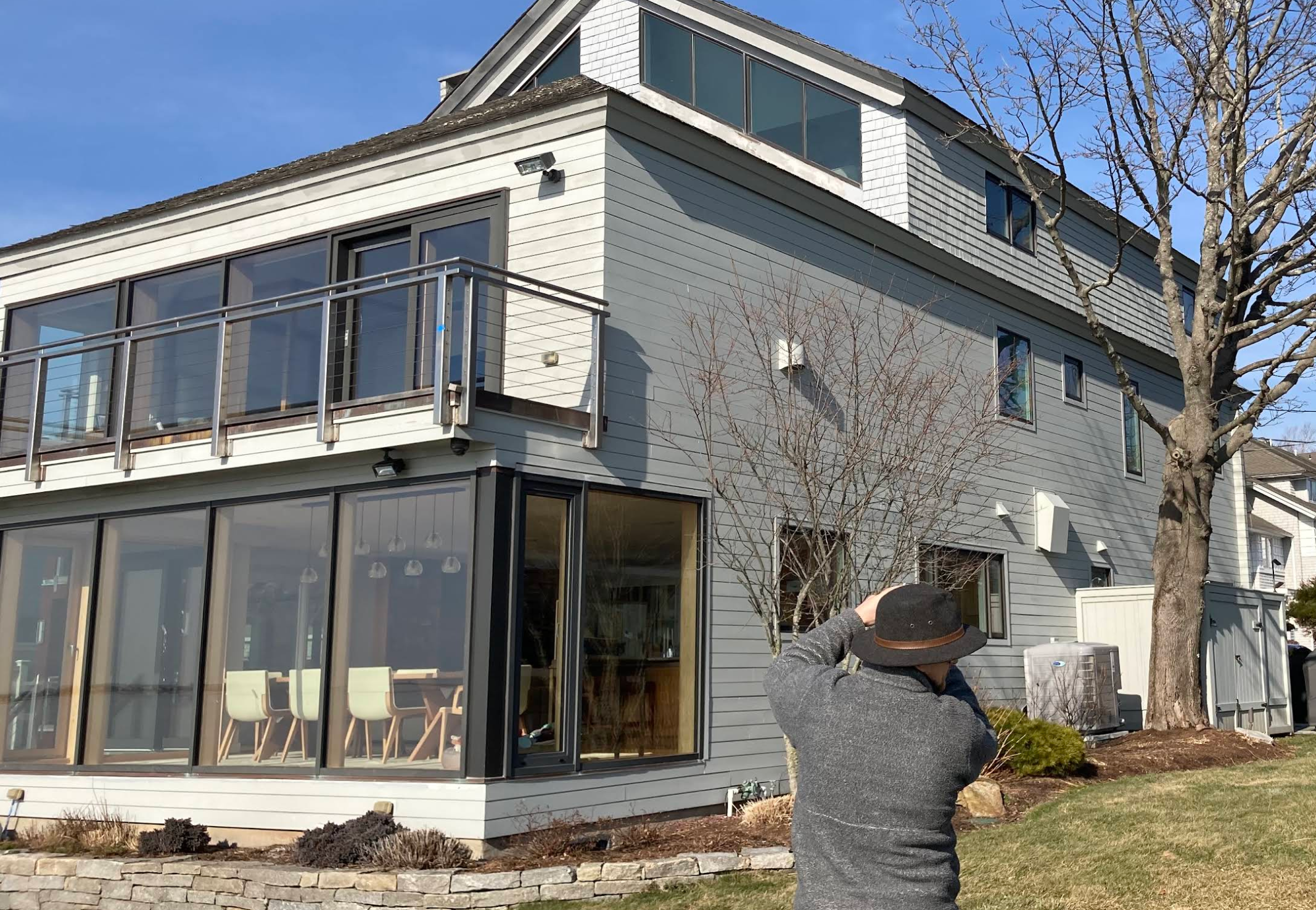 Colonial home painted gray in Old Saybrook, CT