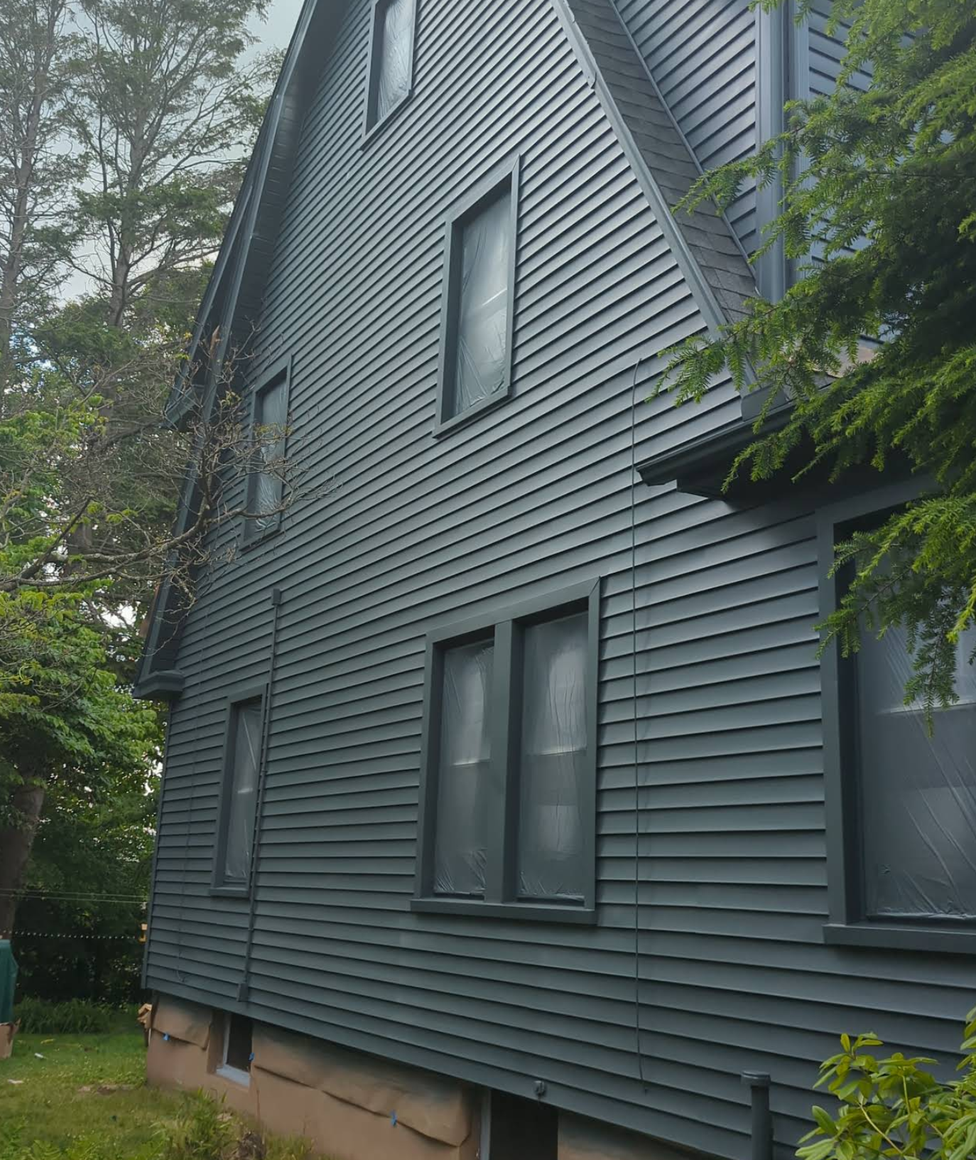 Split-level home with repainted siding