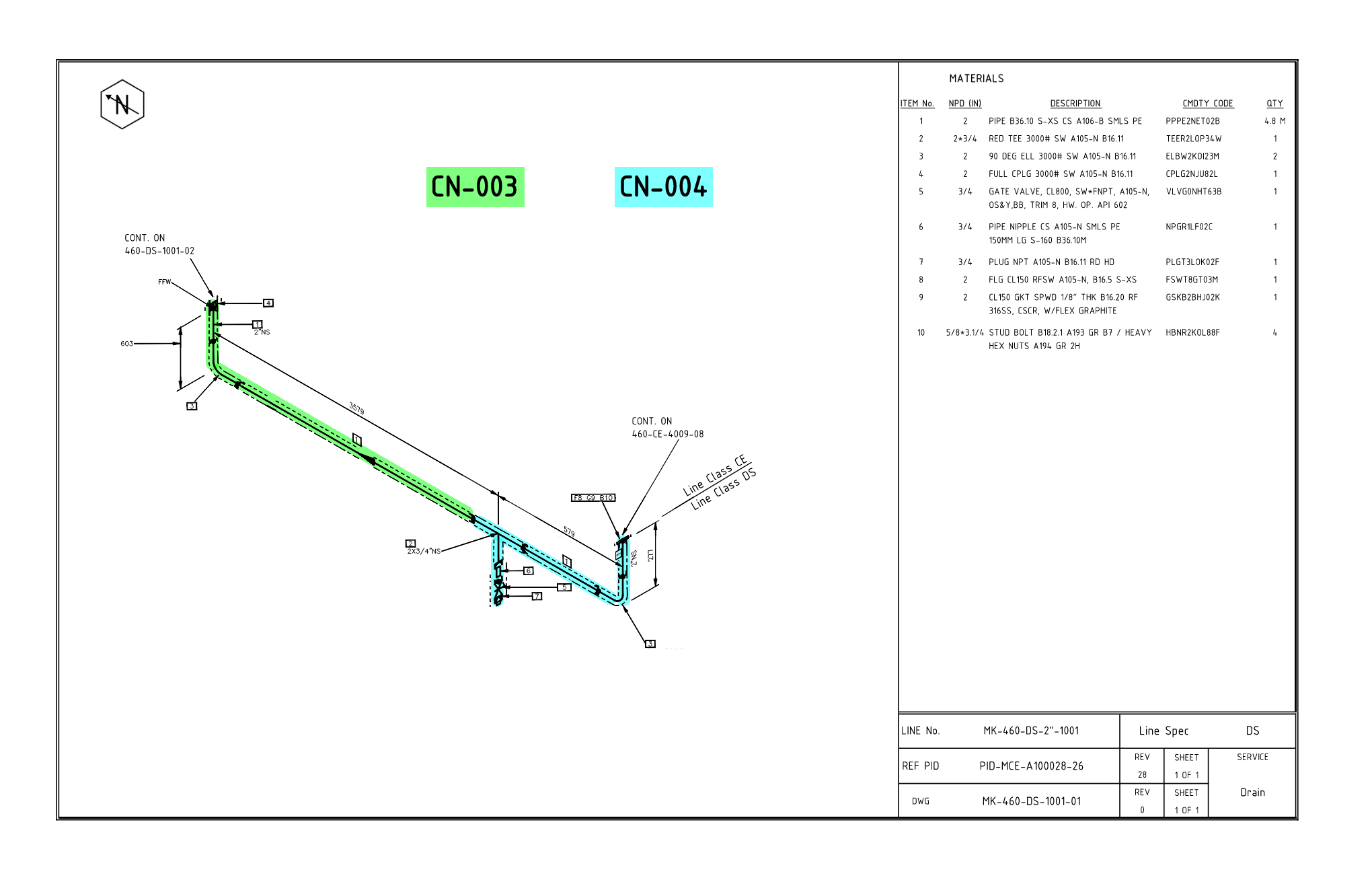 REFERENCE ISOMETRIC MARKUPS (CN-003/CN-004)