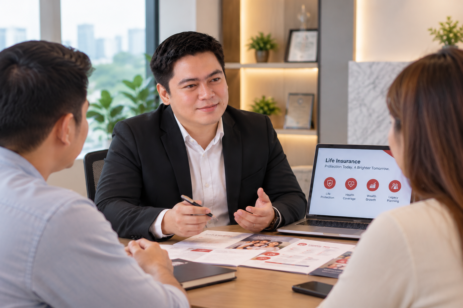 Benedick Aquino conducting a life insurance and financial planning consultation