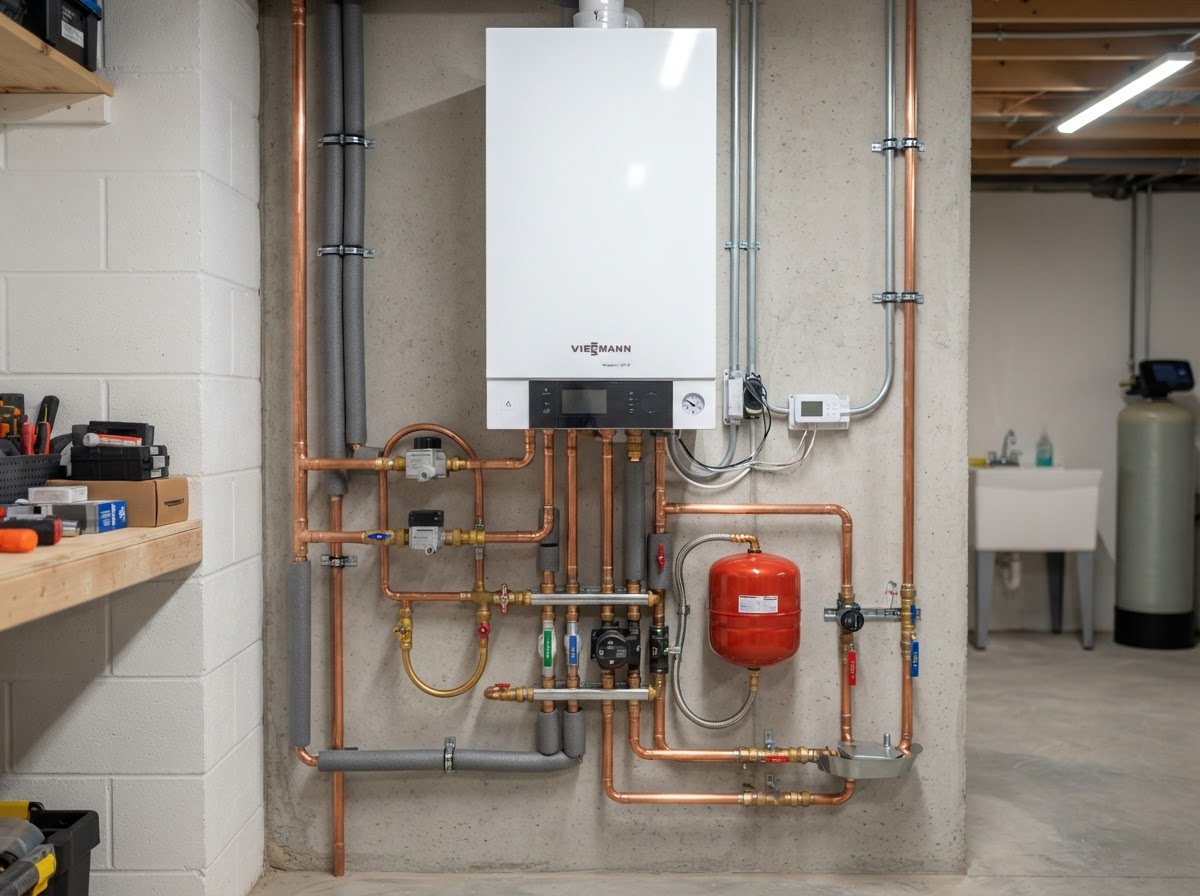 Licensed technician performing a boiler installation and heating system repair in Bronx, Queens & Brooklyn, NY