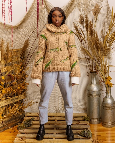 Hand-knit garment produced for Melke NYC