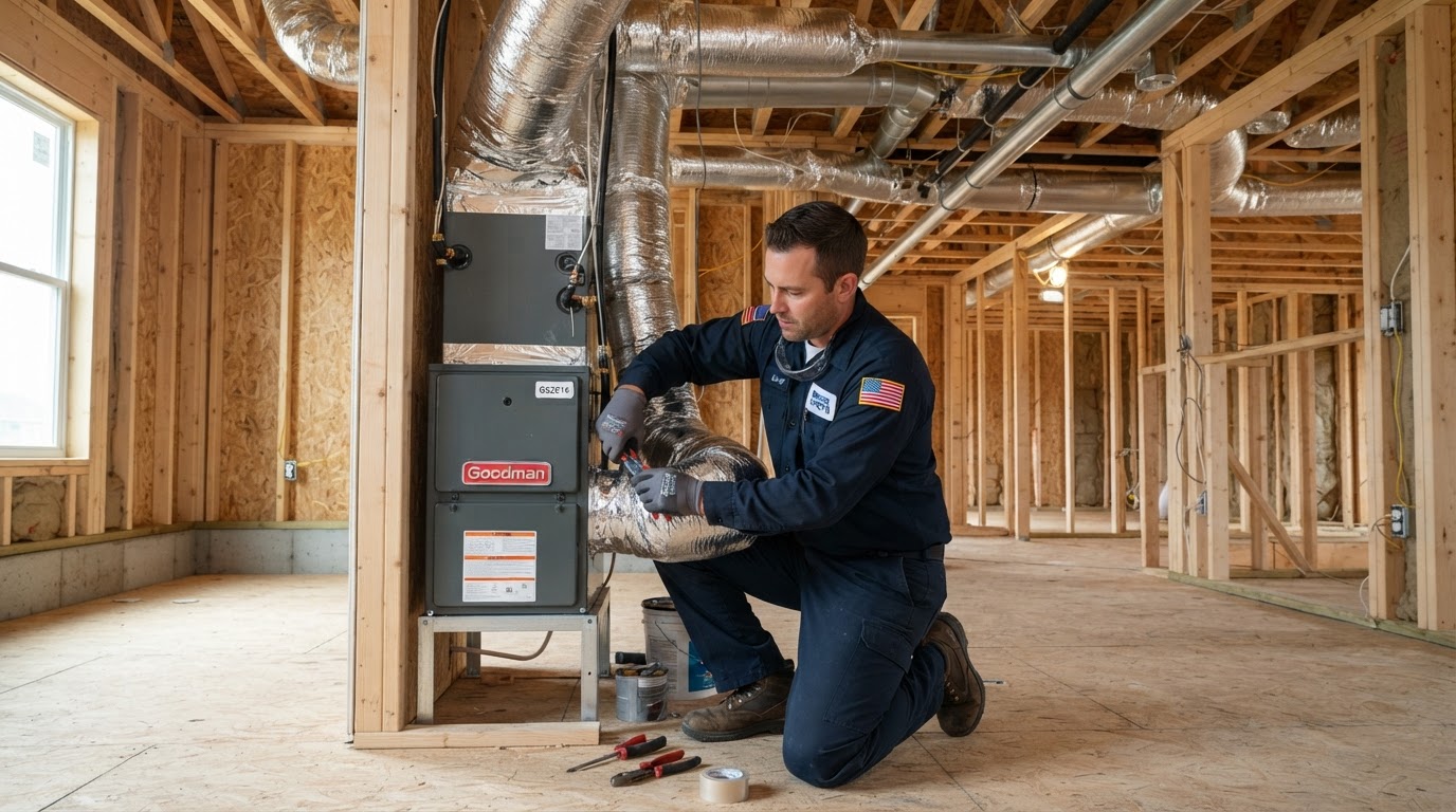 New HVAC system being installed during home construction in South Florida