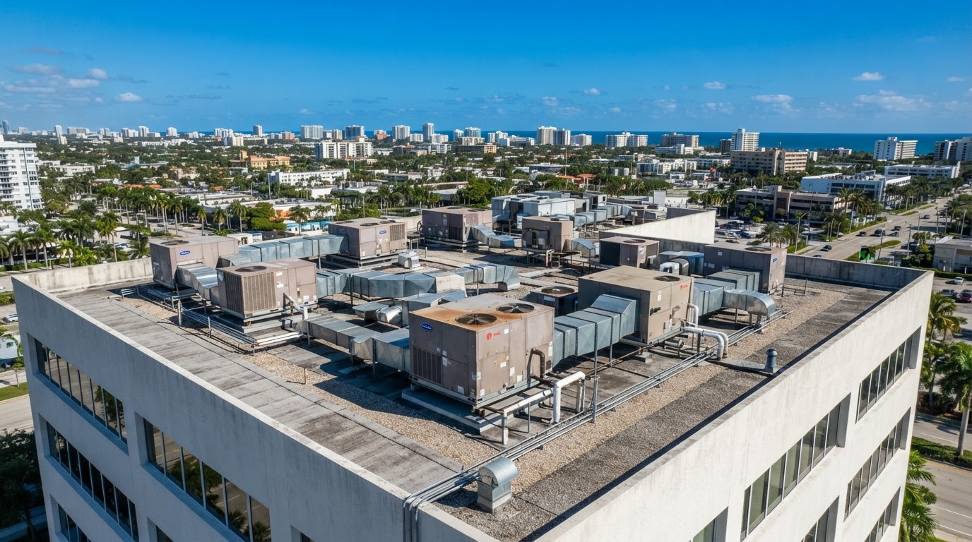 Commercial rooftop HVAC units in South Florida