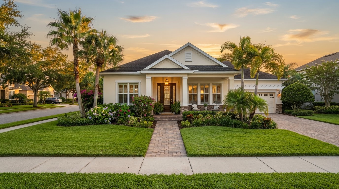 A welcoming Florida home at golden hour