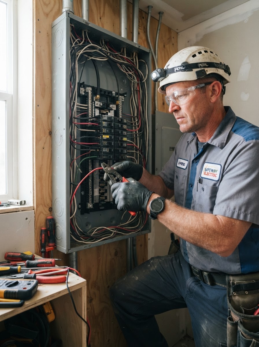 Electrician performing a repair
