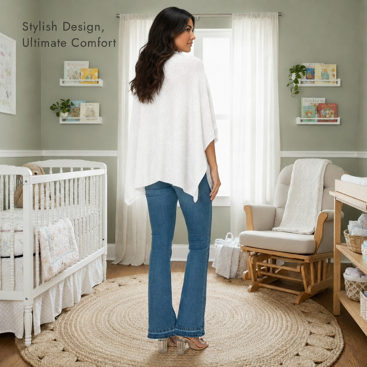 Crisp White Poncho - Machine washable