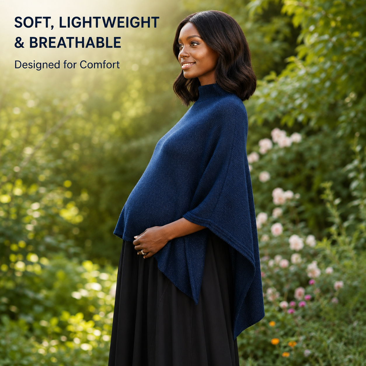 Deep Navy Poncho - Soft lightweight & breathable