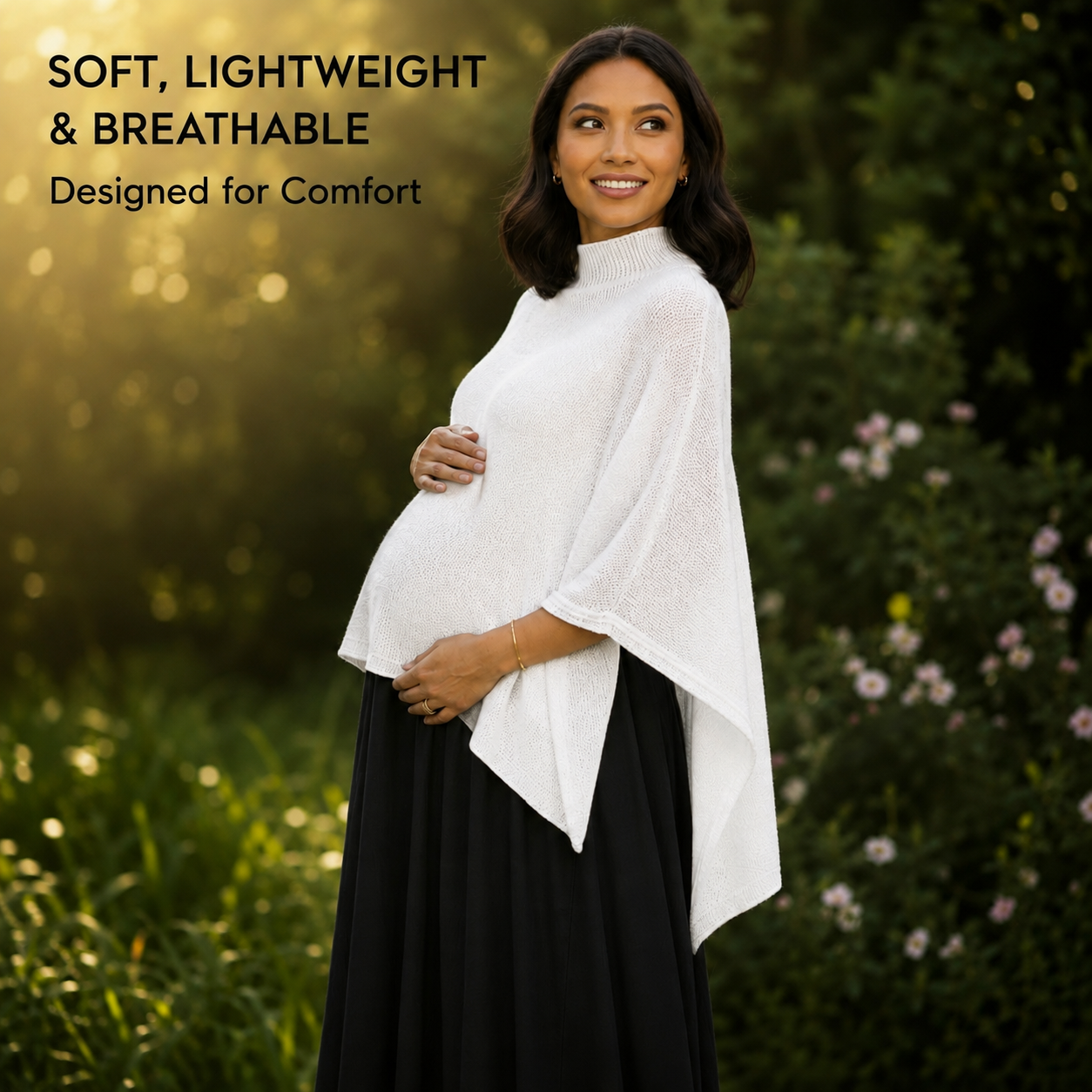Crisp White Poncho - Soft lightweight & breathable