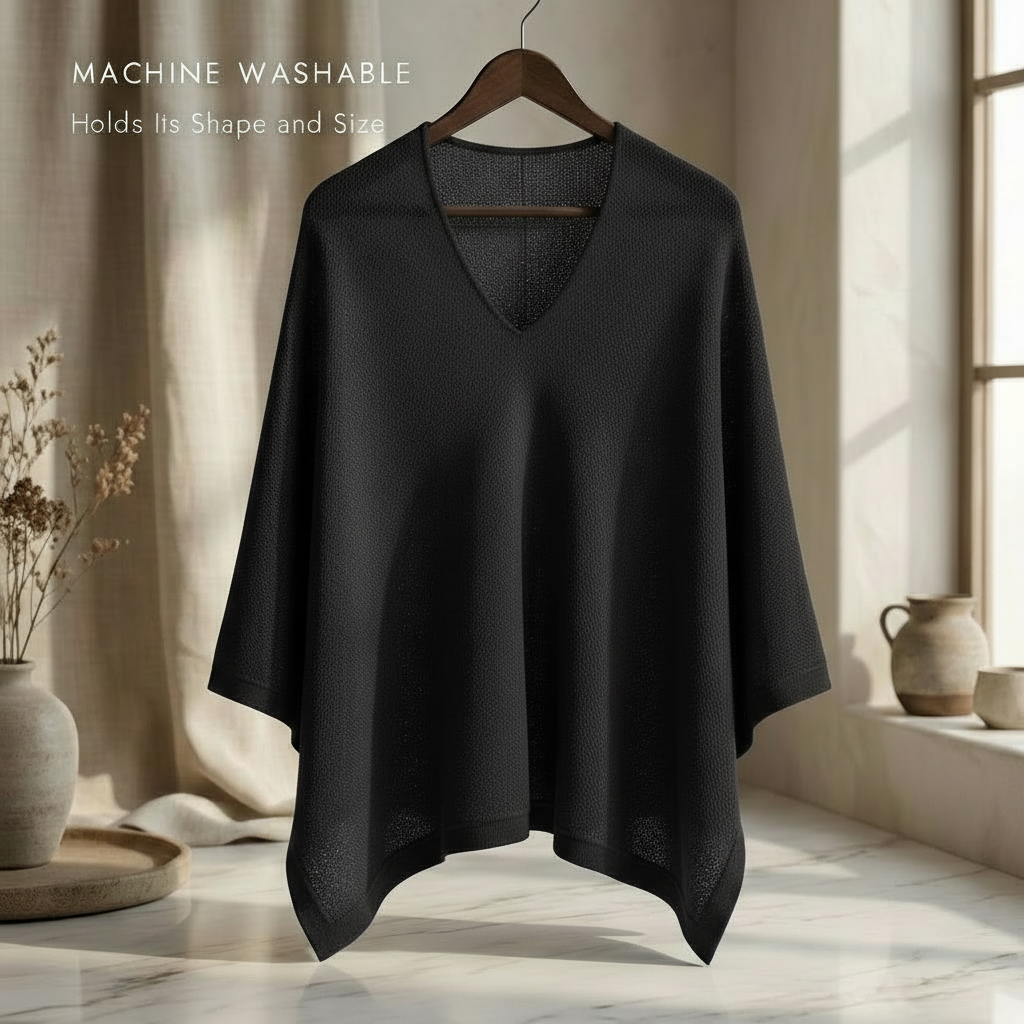 Classic Black Poncho - Machine washable