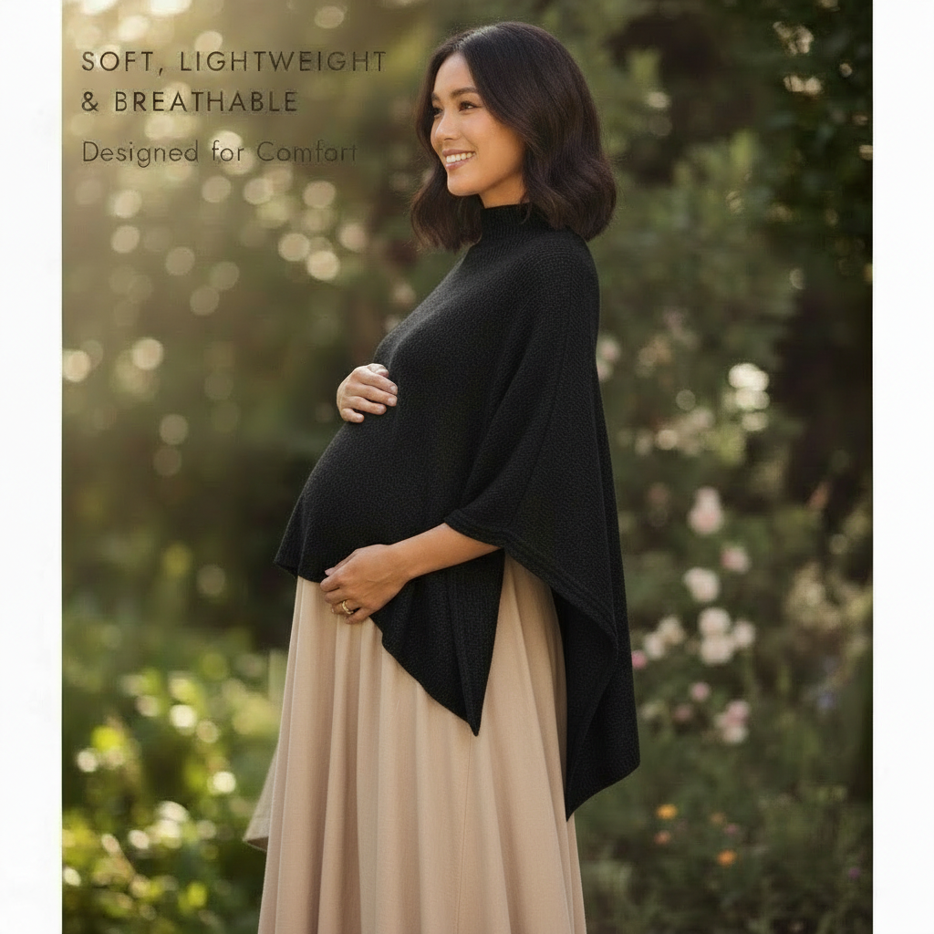Classic Black Poncho - Soft lightweight & breathable