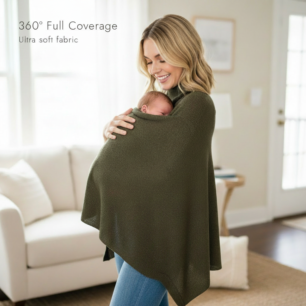 Olive Poncho - View 2