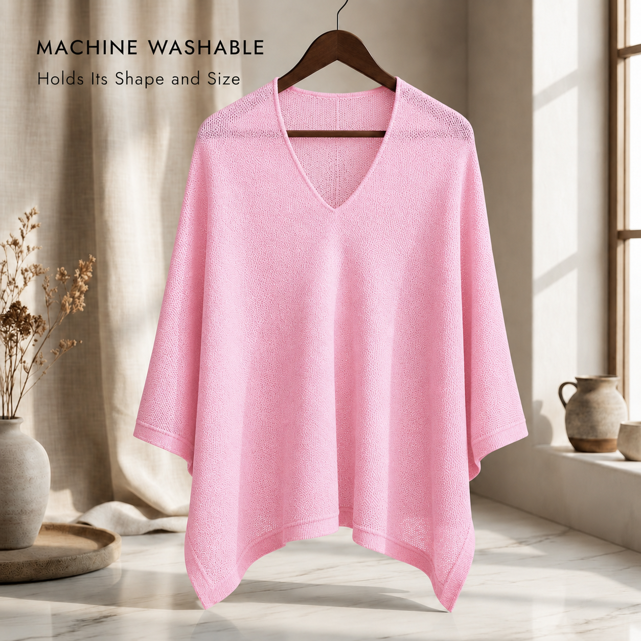 Petal Pink Poncho - Machine washable
