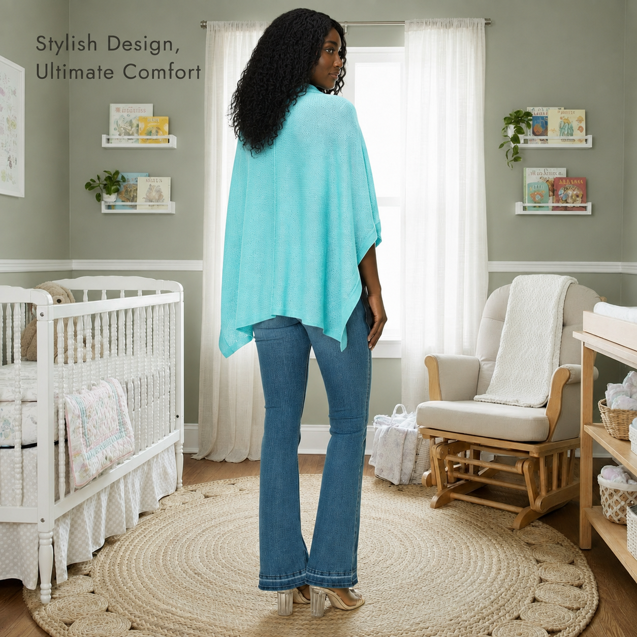 Turquoise Poncho - Machine washable