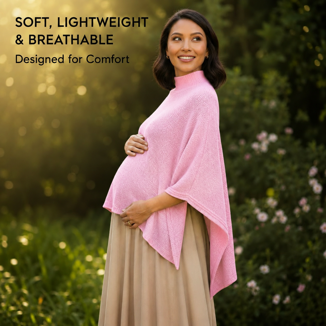 Petal Pink Poncho - Soft lightweight & breathable