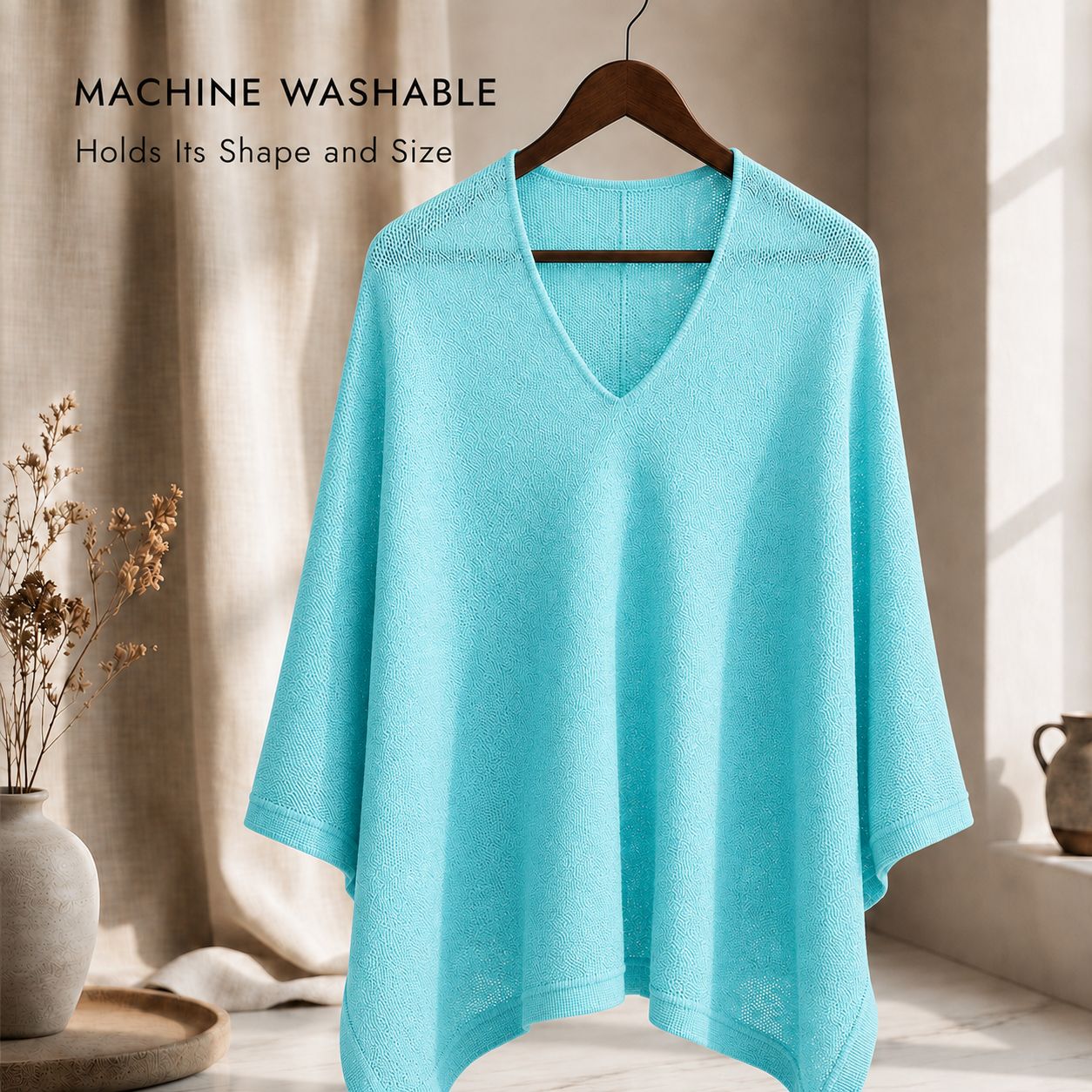 Turquoise Poncho - Soft lightweight & breathable