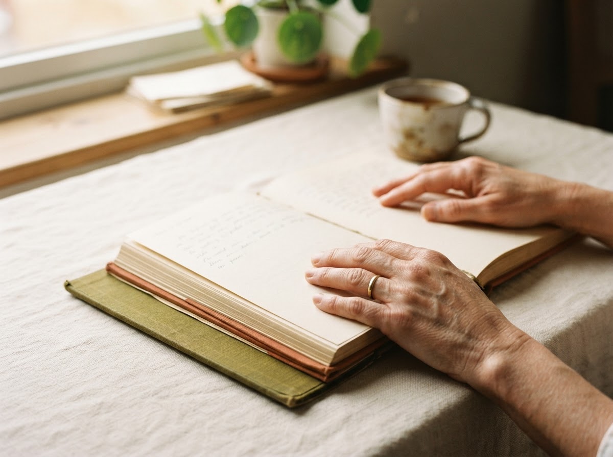 Manos sobre un libro abierto