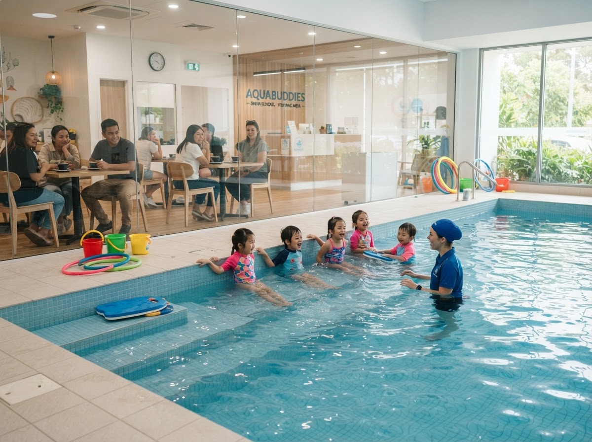 FINNS purpose-built indoor children's pool with transparent walls and warm saltwater