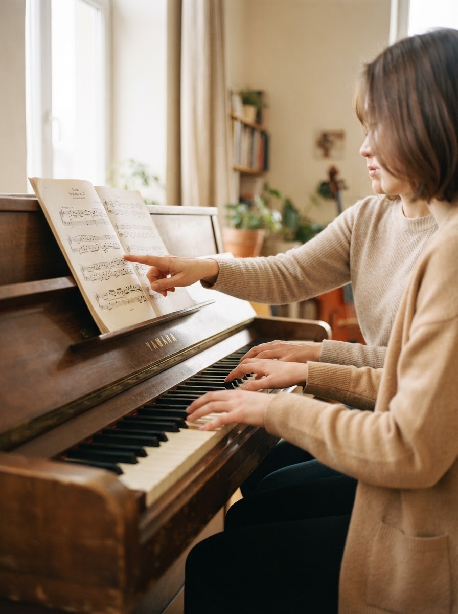 A piano lesson in Sam Leong's warm studio