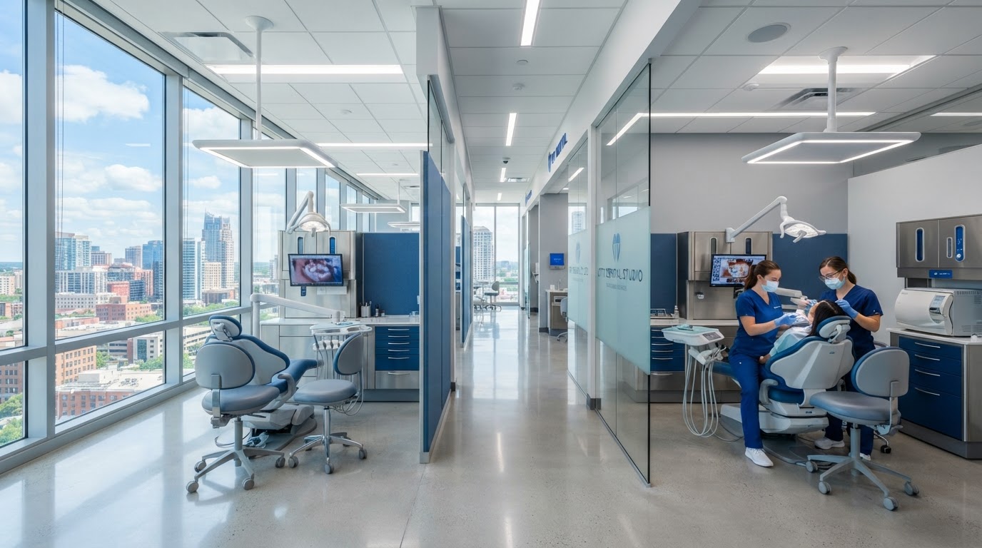 Interior de una clínica dental moderna y automatizada
