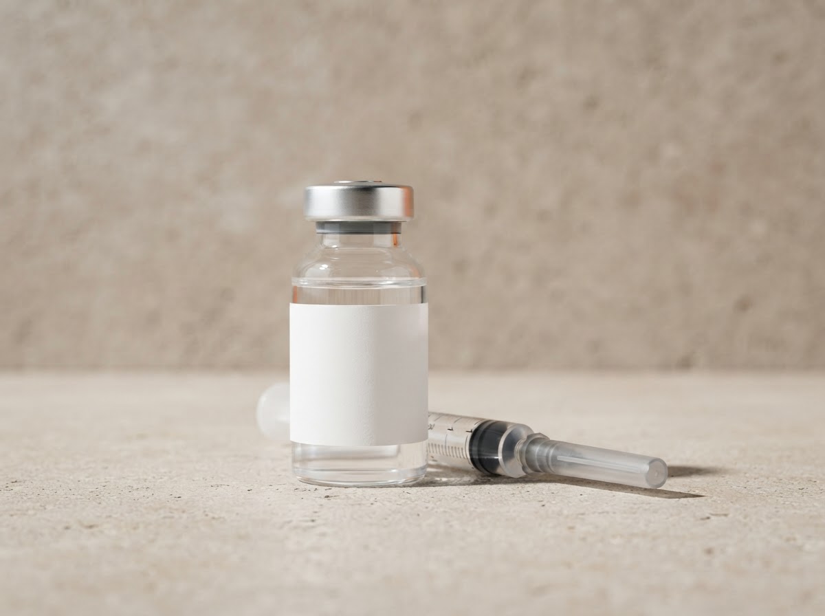 Illustrative medication vial and syringe for tirzepatide.
