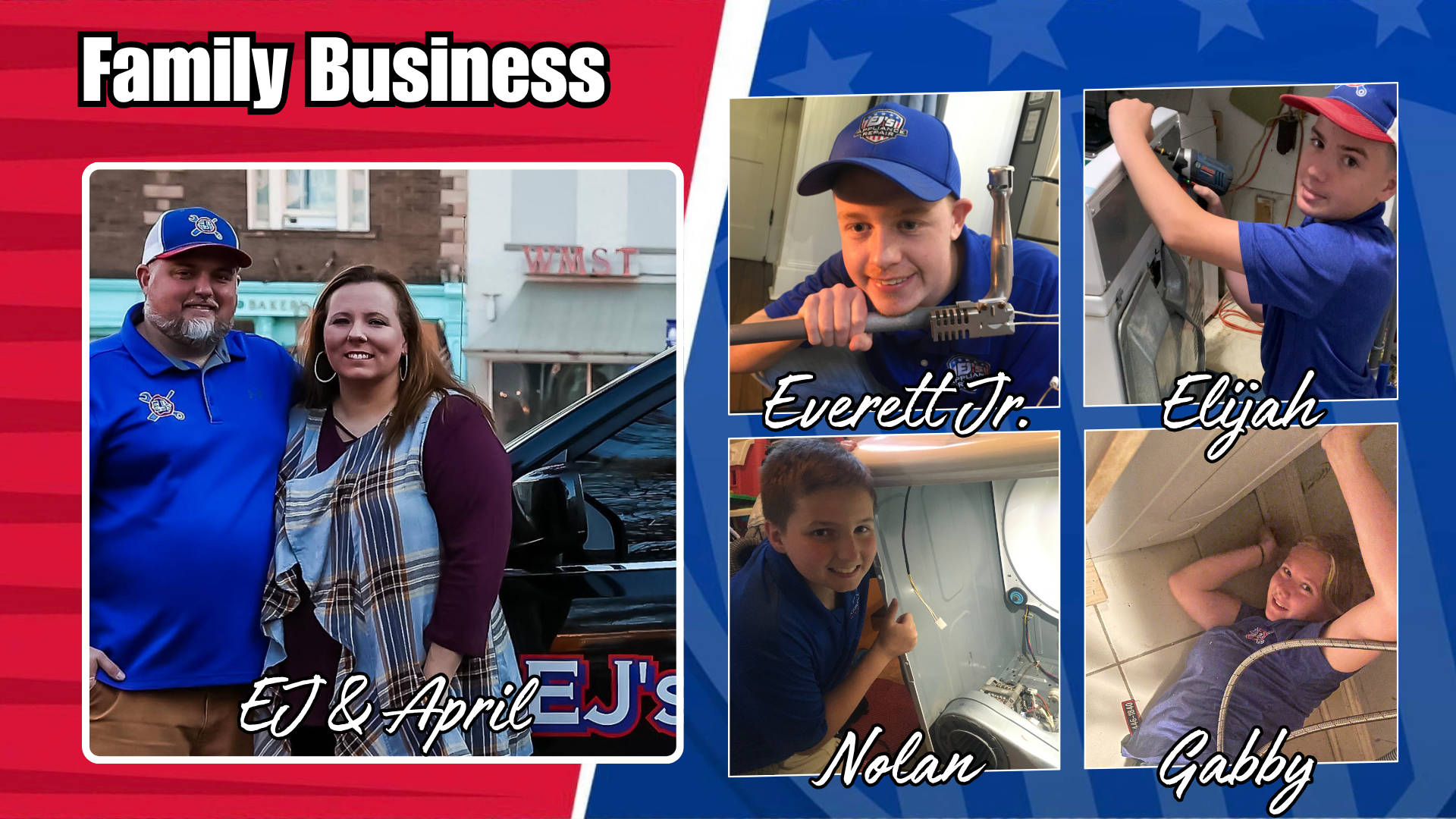 EJ's Family Business: EJ & April, Everett Jr., Elijah, Nolan, and Gabby working together