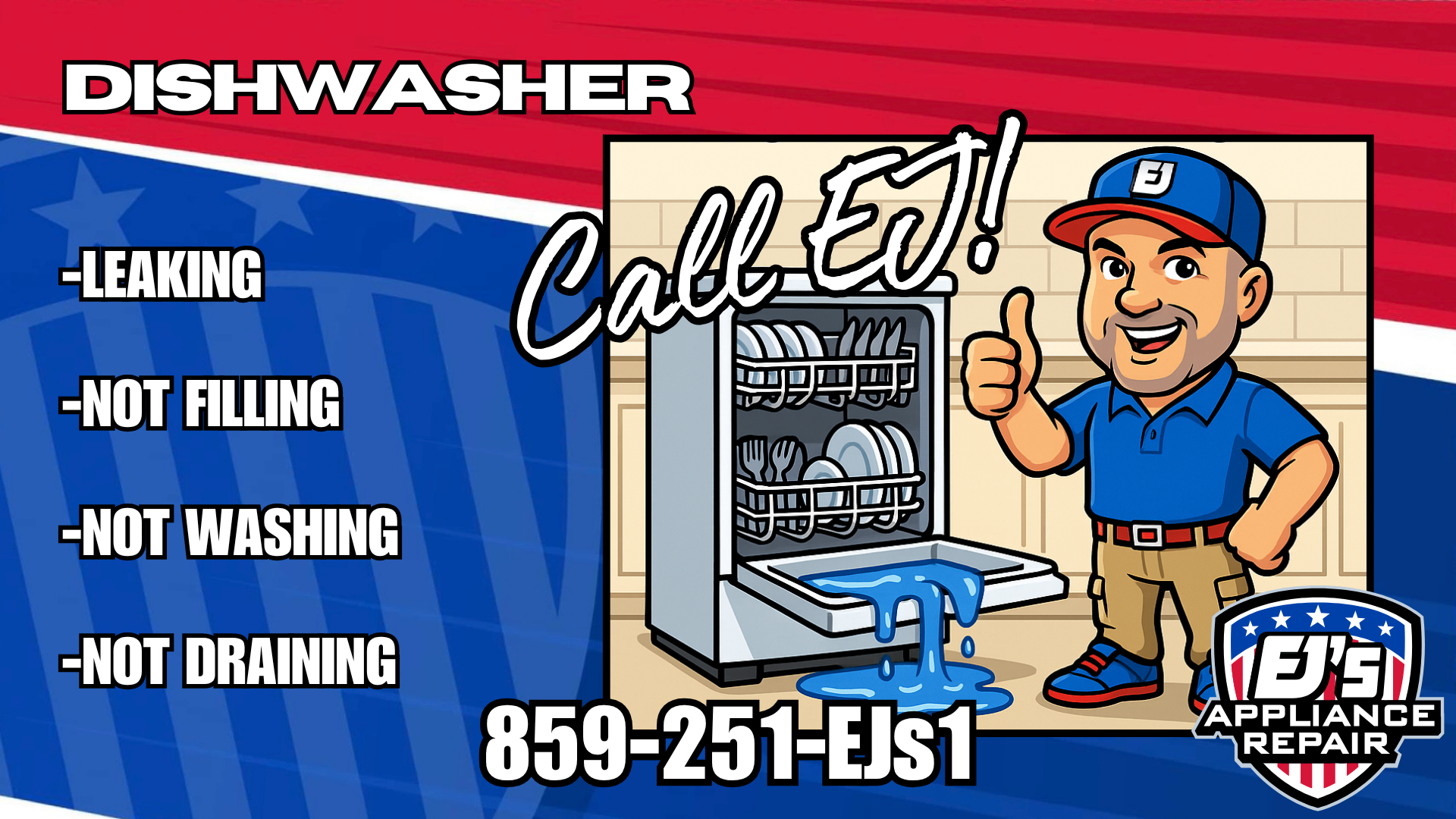 Dishwasher Repair common symptoms & Call EJ! repair service