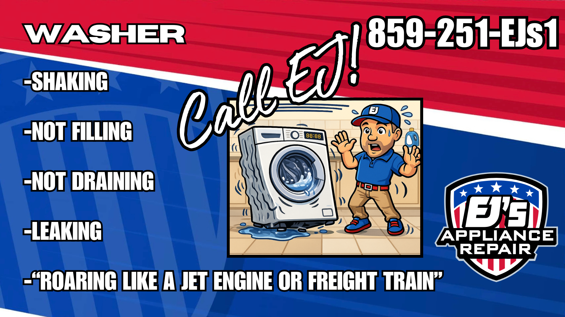 Washer Repair common symptoms & Call EJ! repair service
