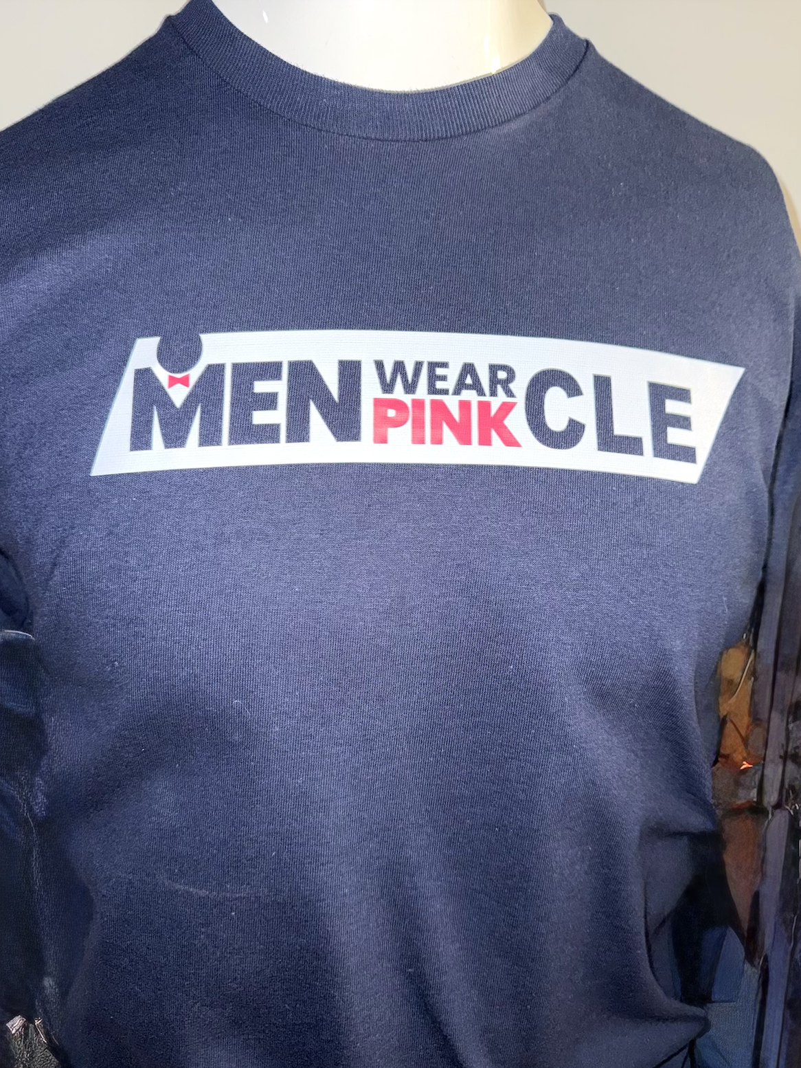 Navy Men Wear Pink CLE shirt