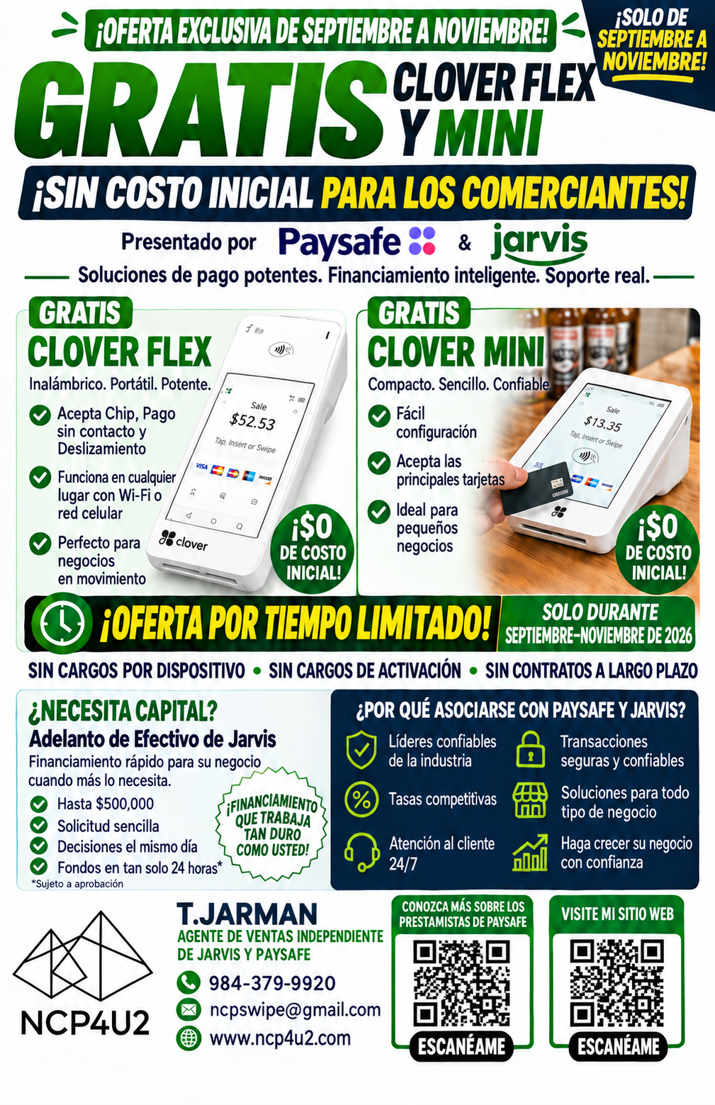 Folleto Promocional en Español - Gratis Clover Flex y Mini (Septiembre–Noviembre 2026)