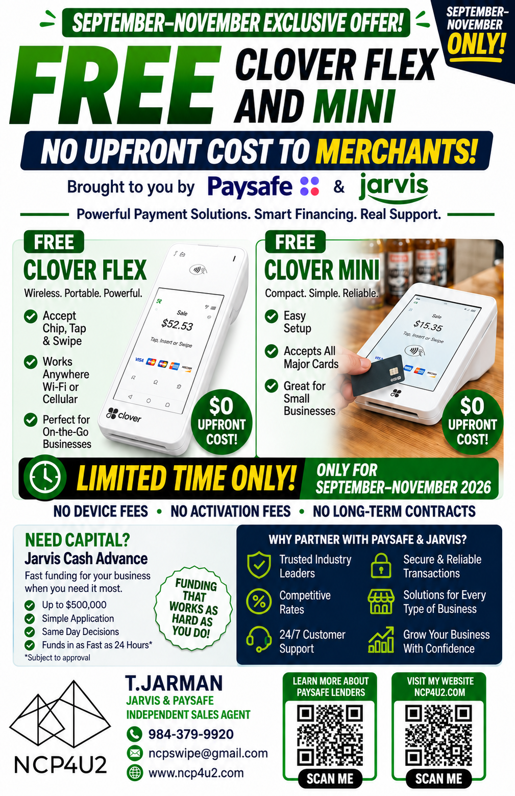 English Promotional Flyer - Free Clover Flex and Mini (September–November 2026)