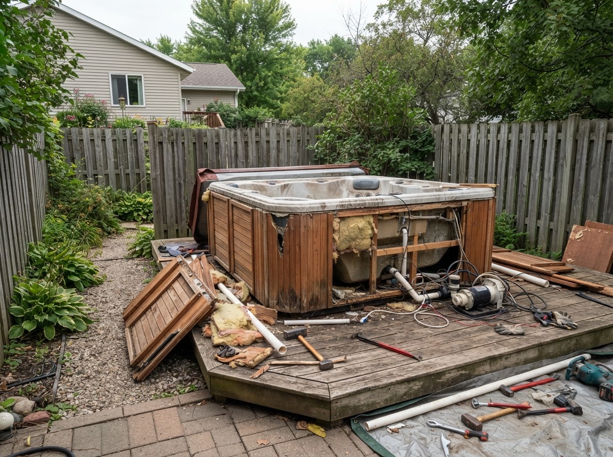 Residential spa and hot tub removal in Fond Du Lac Wisconsin