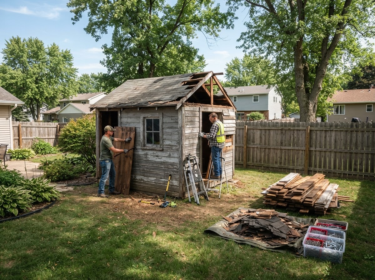 Shed demolition and removal in Fond Du Lac Wisconsin