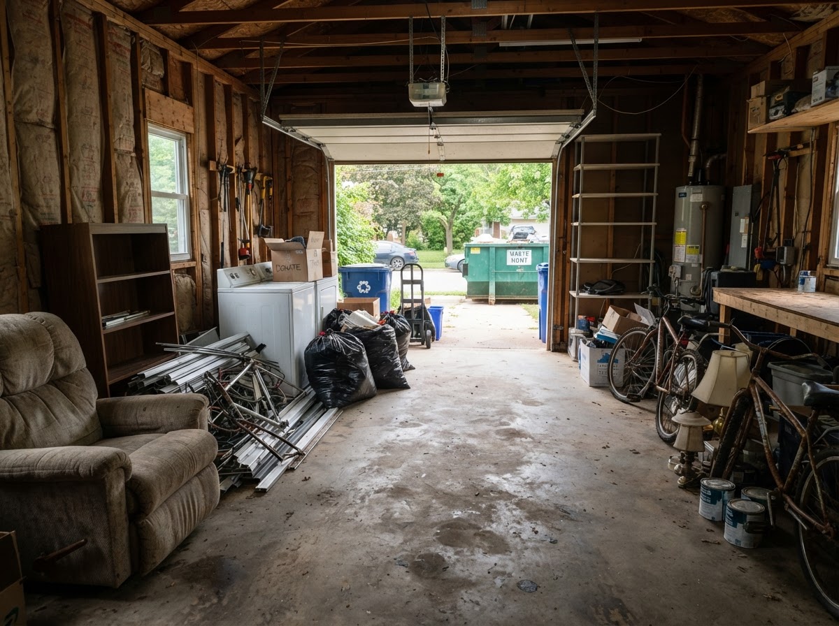 Junk and bulky item garage cleanout in Fond Du Lac Wisconsin