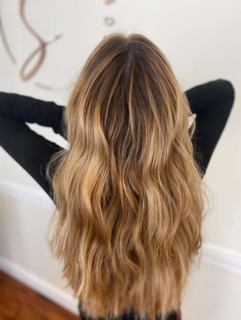 Sleek Caramel Silk Press — Brunette & Dimension by April Marie Hair Design Studio