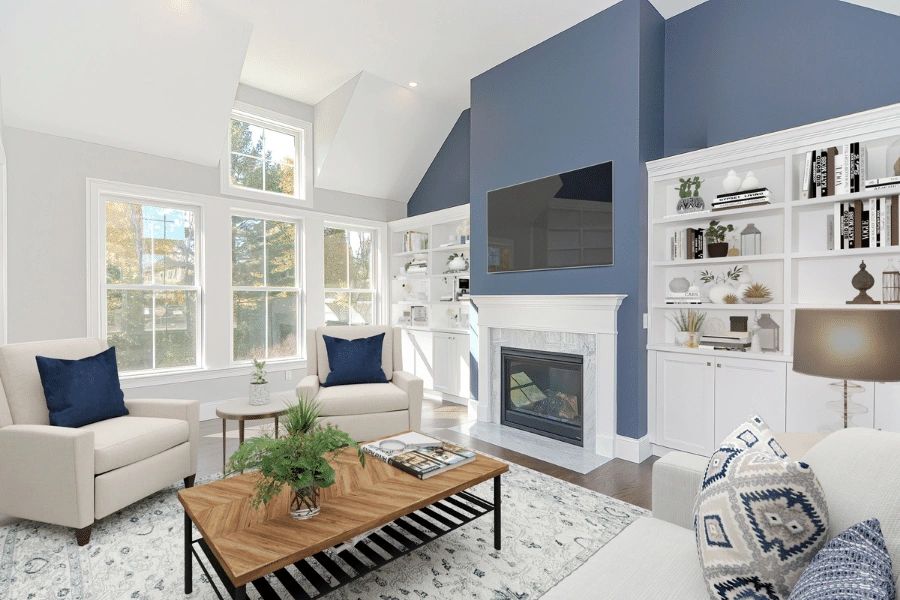 Living room with fireplace