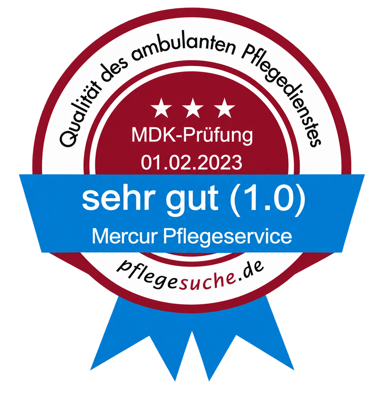 MDK-Prüfung Note sehr gut (1,0) – Mercur Pflegeservice
