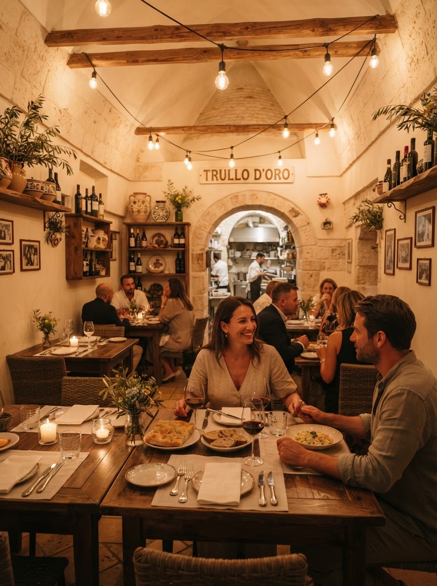 Interno caldo ed elegante del bistrot pugliese