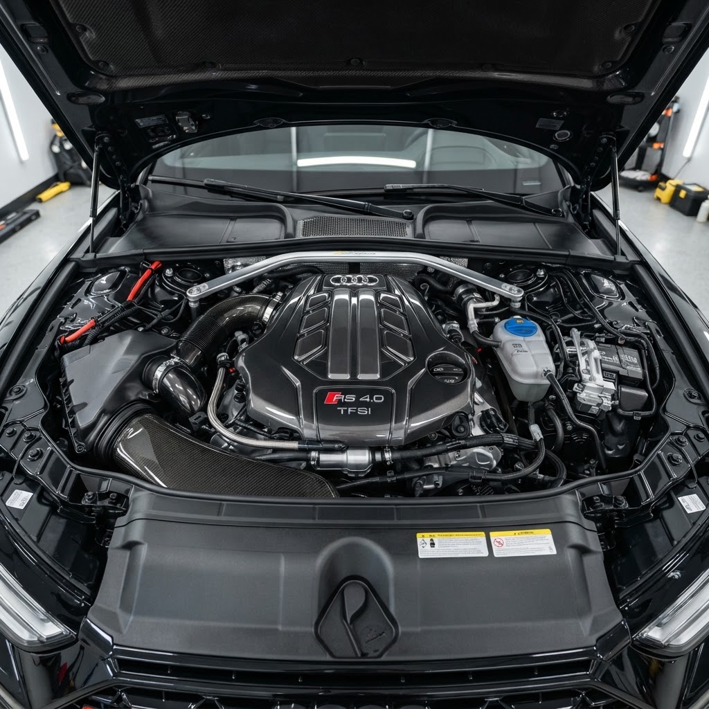 Spotless detailed engine bay