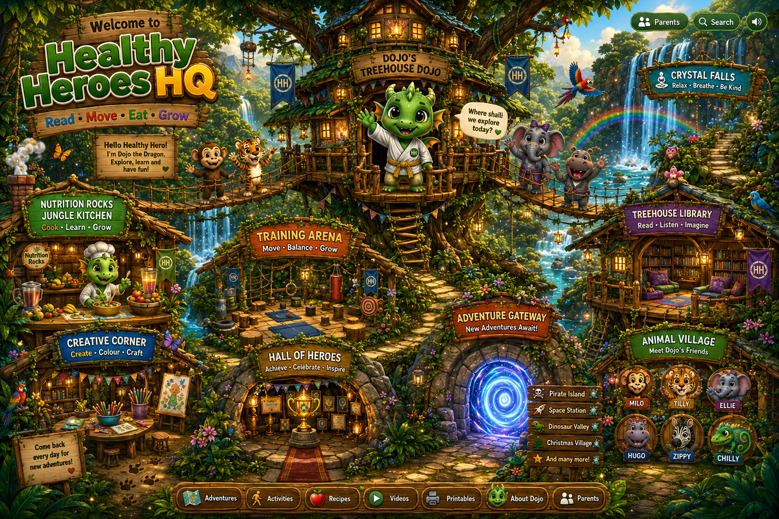 Healthy Heroes HQ Treehouse Dojo Map