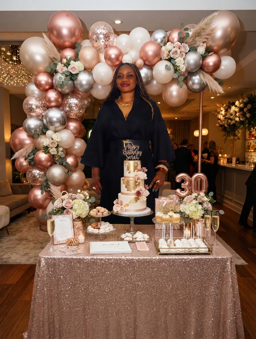Fausdy Decor stylist arranging an elegant event setup