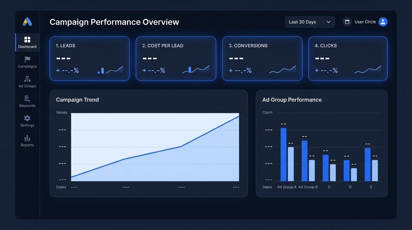Google Ads campaign performance dashboard