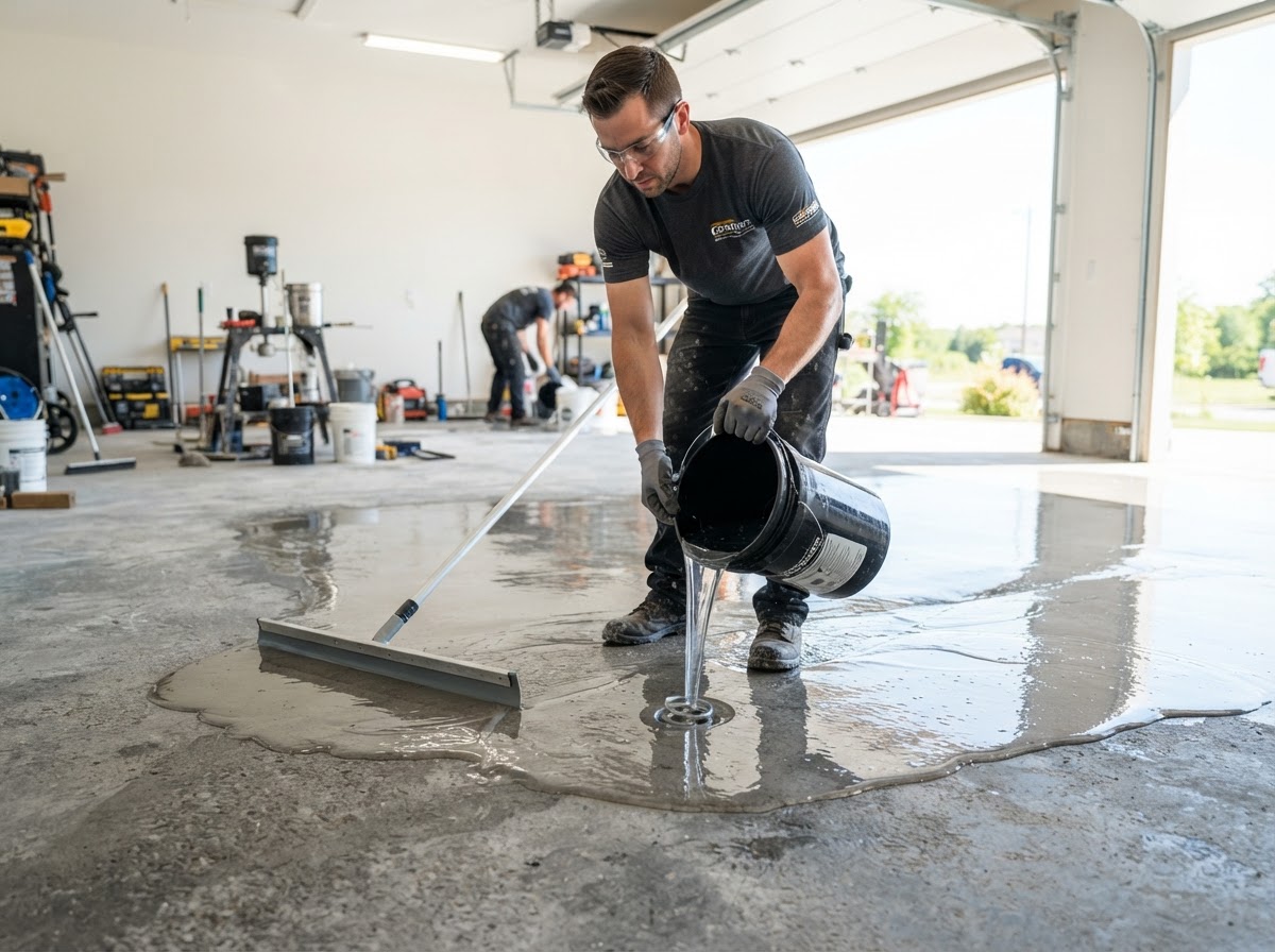 Epoxy Pour in Progress