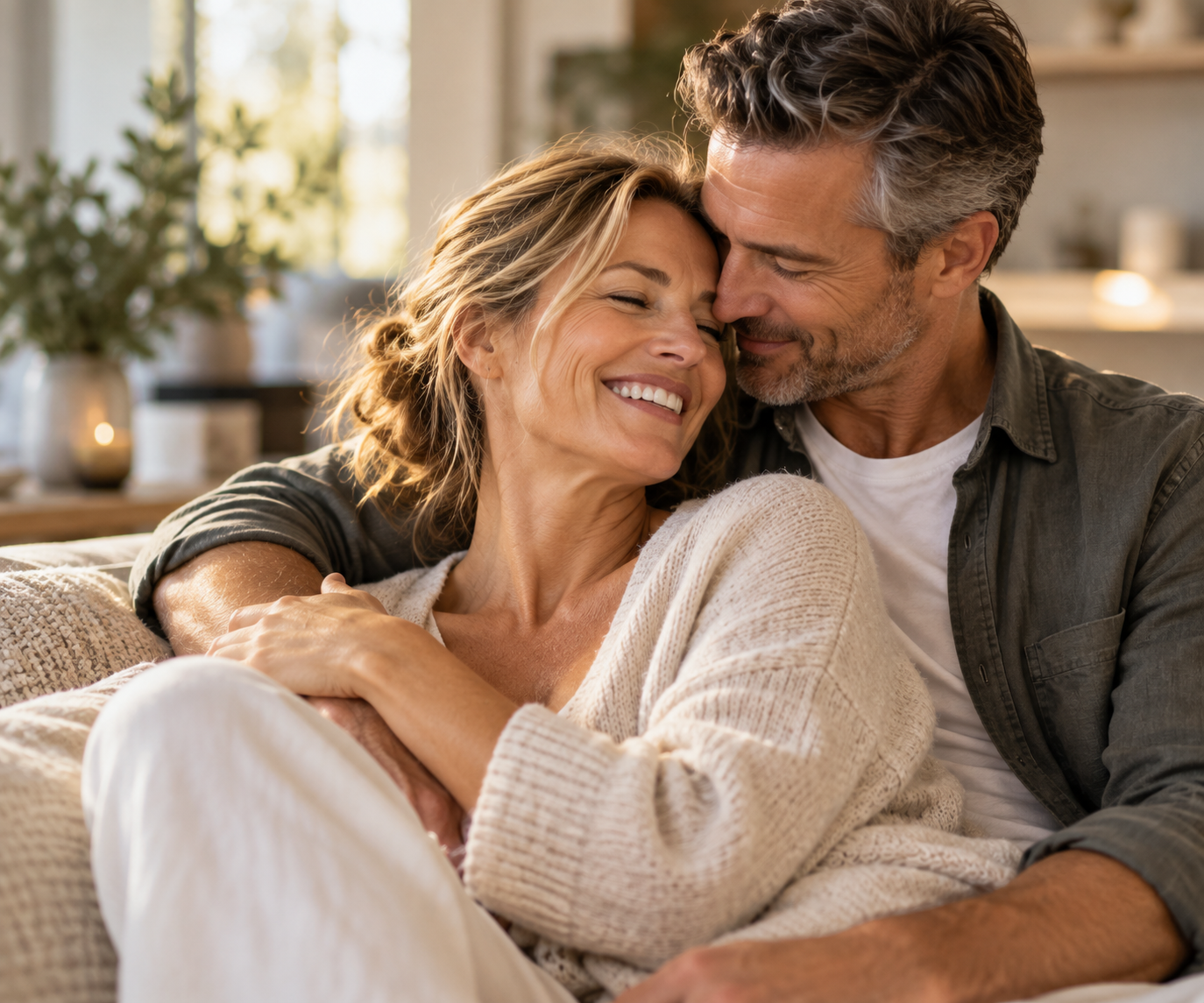 Mature couple sharing a warm, affectionate moment