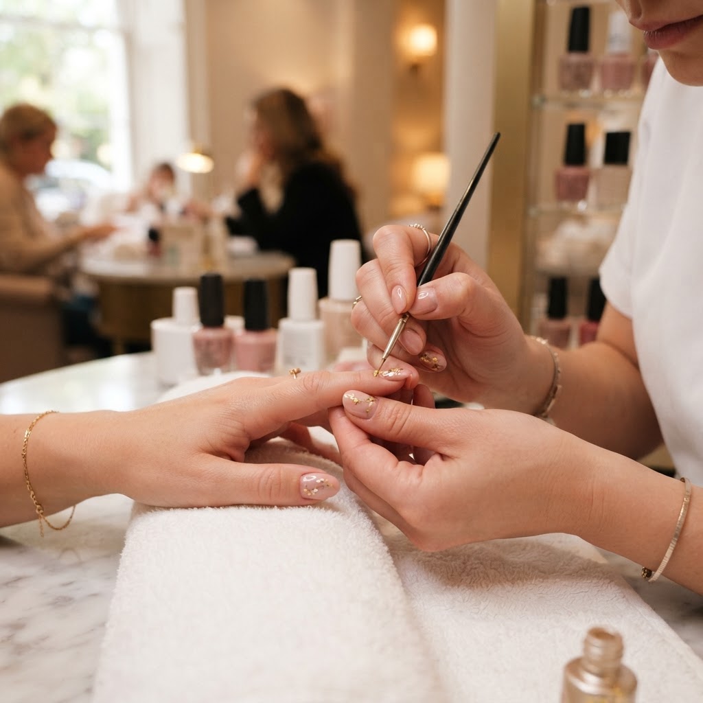 Nail technician at work