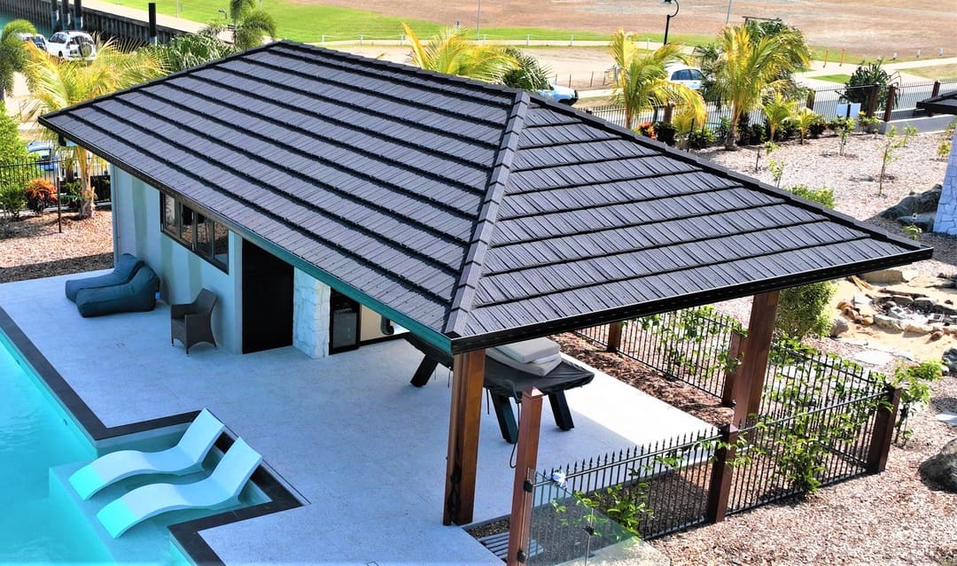 Custom pavilion pressed metal roof installation