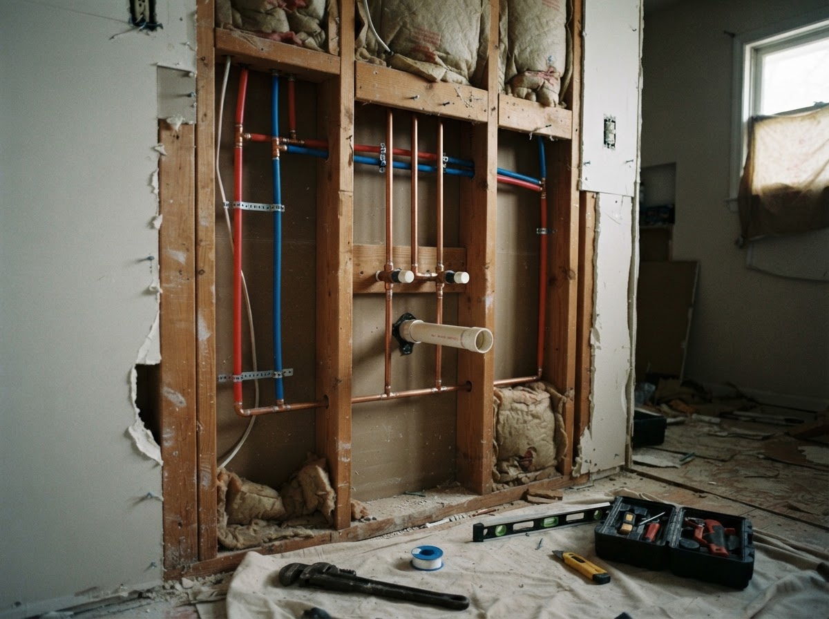 Representative remodeling and renovation plumbing work